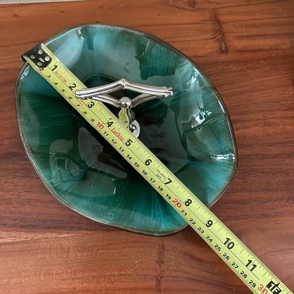 VINTAGE Blue Mountain Pottery serving dish with handle, teal, turquoise black - Picture 5 of 8